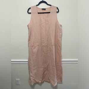Eva Tralala Shift Dress 100% Linen Sleeveless Made in France Sz L Pink Lagenlook